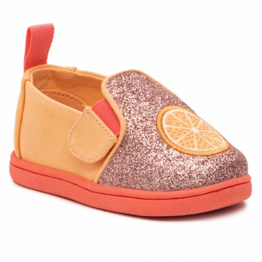 Kids' Shoes * | Slided Shoes Shoes Toms Alpargata Twin Gore 10016428 Pink Iridescent Glimmer/Orange Orange, Pink