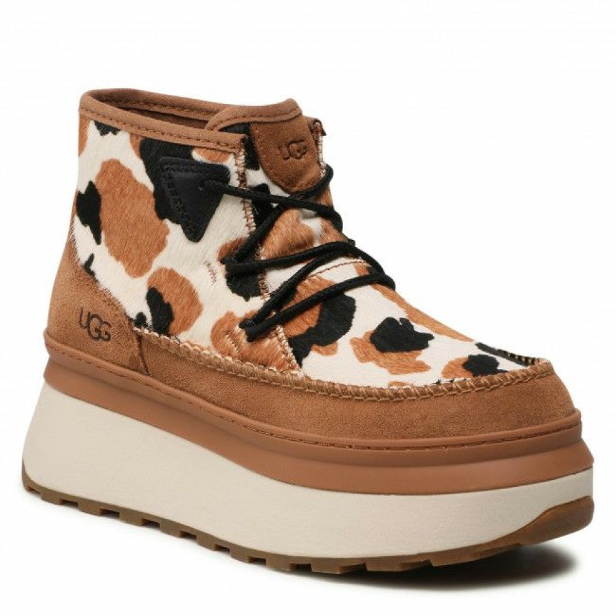 Kids' Shoes * | Ankle Boots Ugg W Marin Bootie Cow Print 1121811 Che Brown