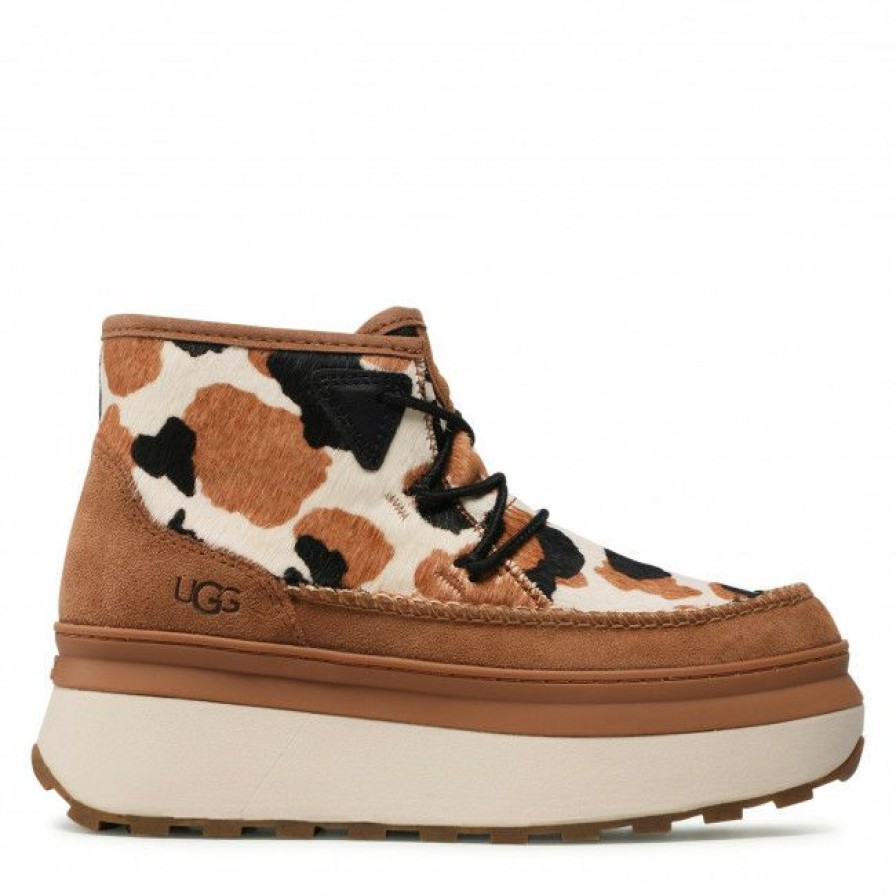 Kids' Shoes * | Ankle Boots Ugg W Marin Bootie Cow Print 1121811 Che Brown