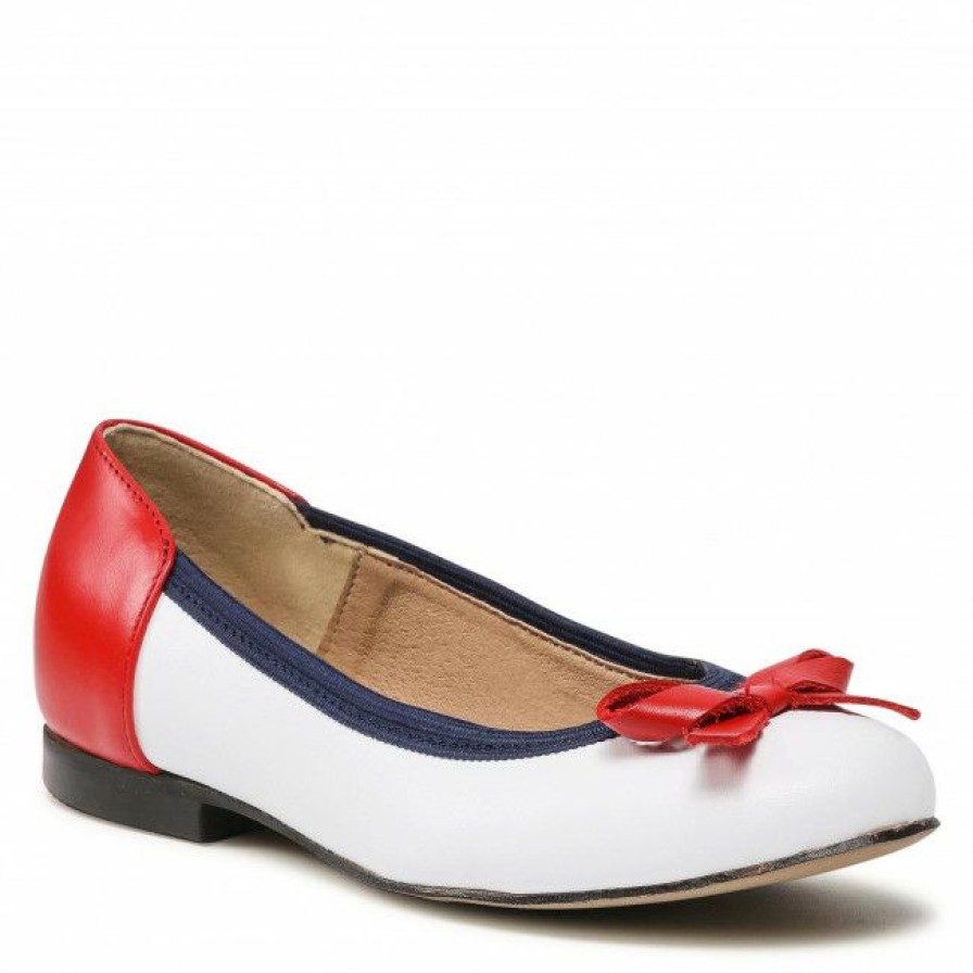 Kids' Shoes * | Ballerina Shoes Flats Zarro Dz12 Bialy/Granat/Red White