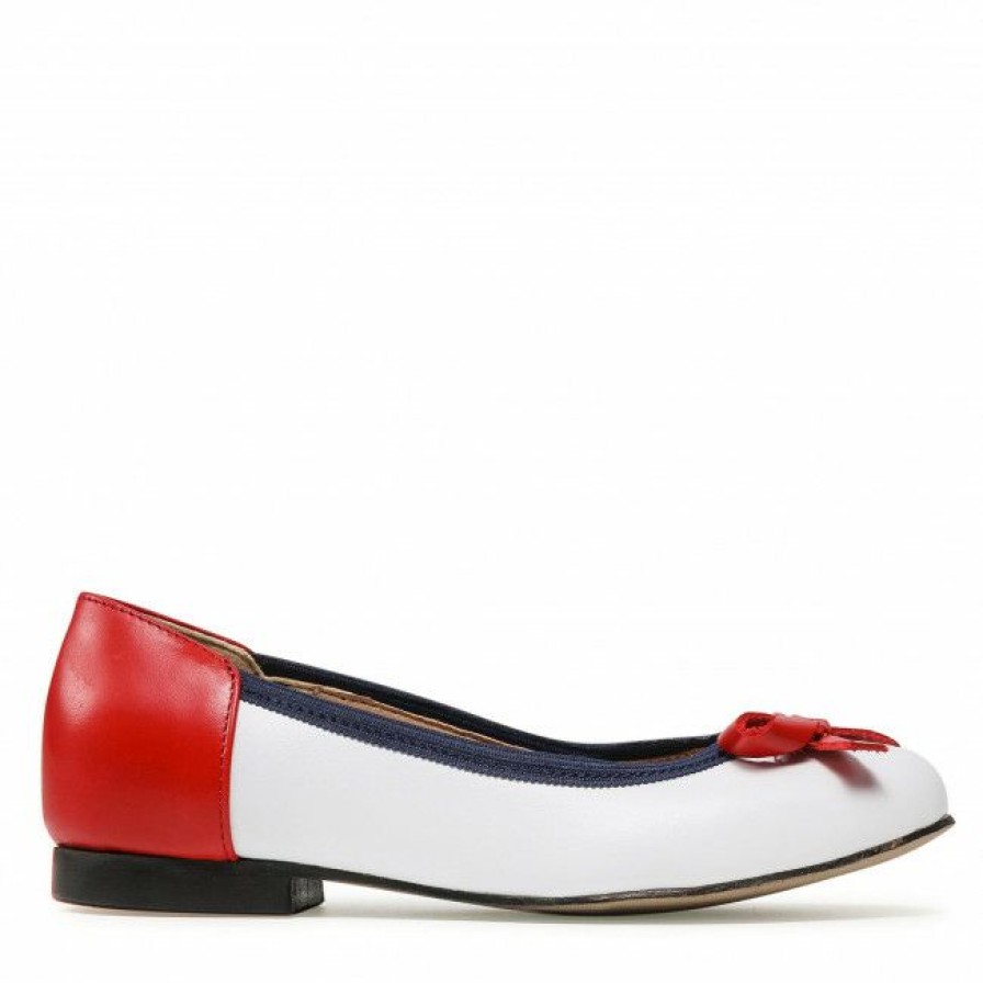 Kids' Shoes * | Ballerina Shoes Flats Zarro Dz12 Bialy/Granat/Red White