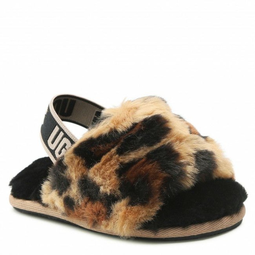 Kids' Shoes * | Slippers Ugg T Fluff Yeah Slide Spotty 1134955T Nat Brown