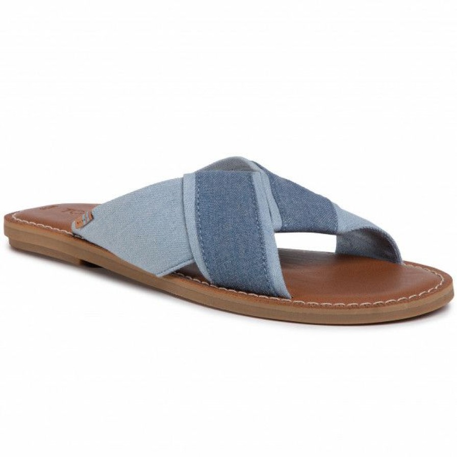 Men'S Shoes * | Casual Mules Slides Toms Viviana 10015018 Navy Lightweight Denim Blue