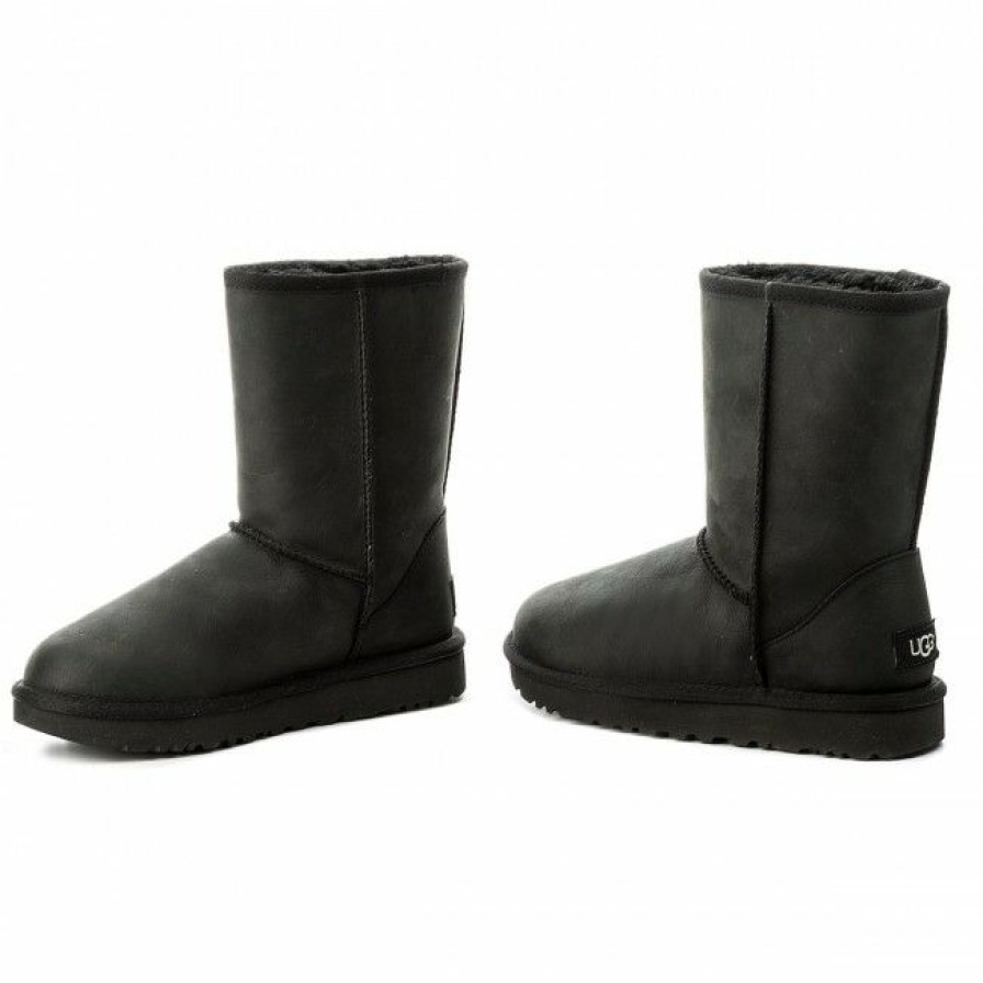 Kids' Shoes * | Shoes Ugg Classic Short Leather 1016559 W/Blk Black