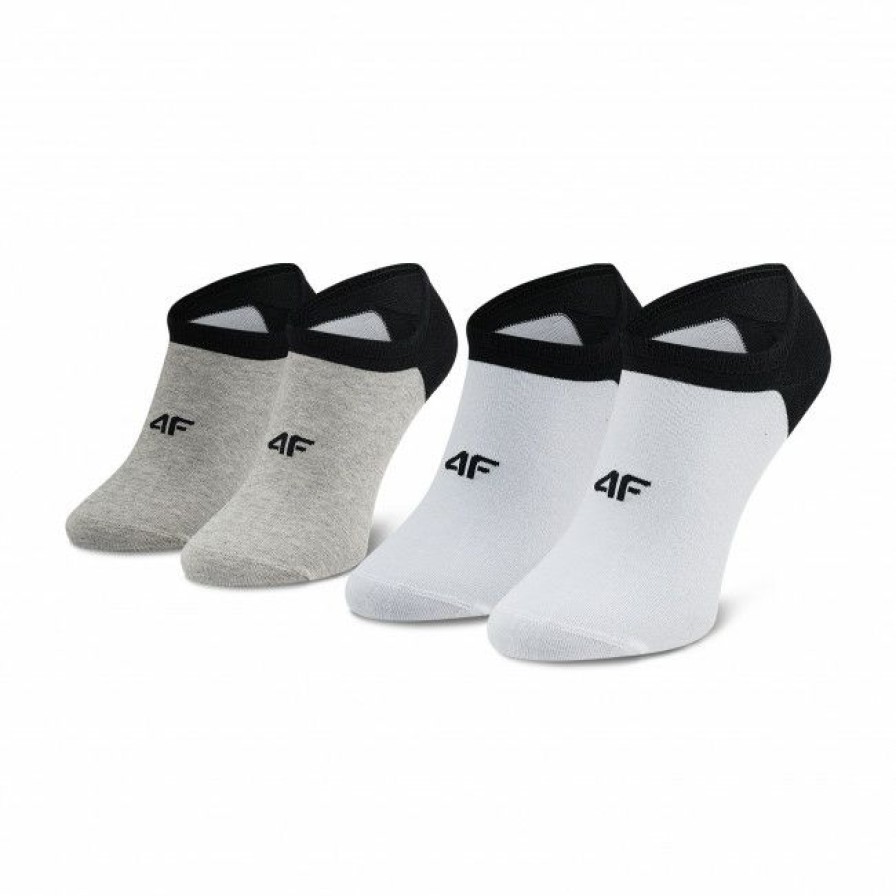 Accessories * | 2 Pairs Of Men'S Low Socks 4F H4L21 Som001 Bialy/Szary Melanz White, Grey