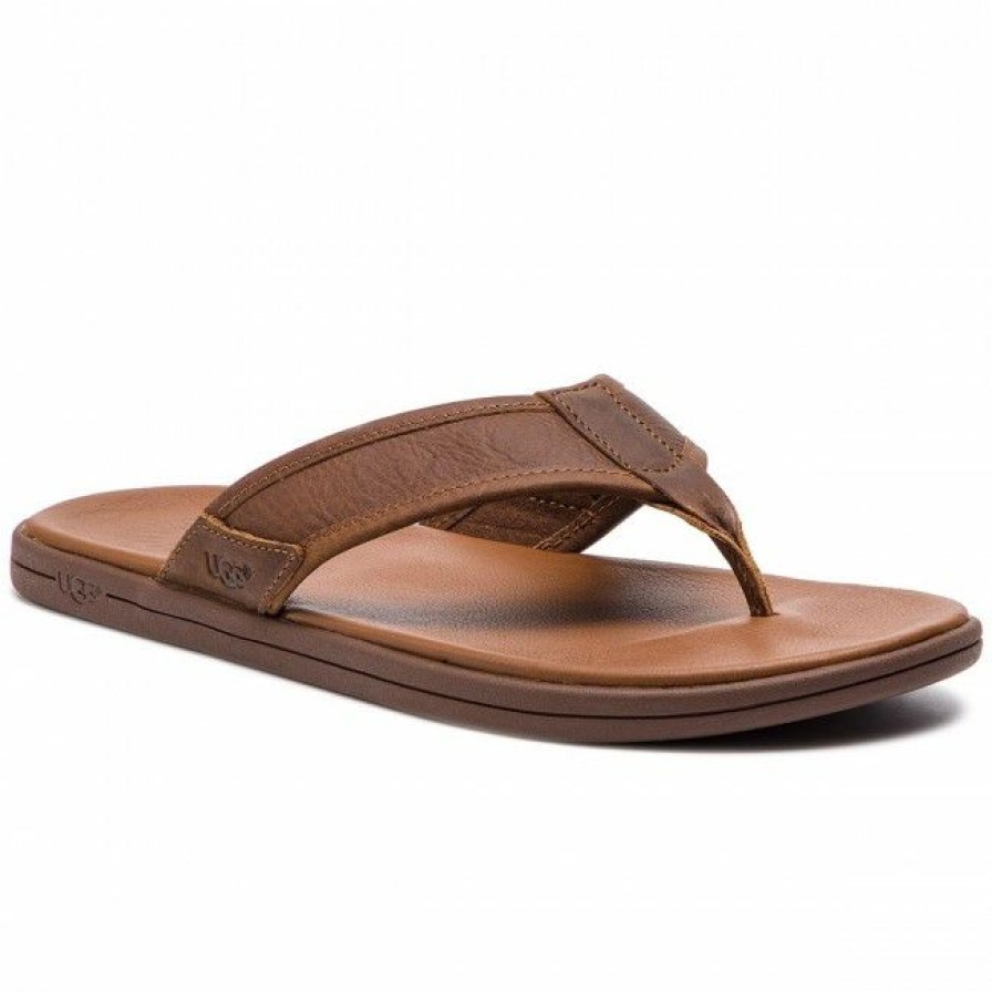 Men'S Shoes * | Flip-Flops Slides Ugg M Seaside Flip Leather 1102690 M/Lug Brown