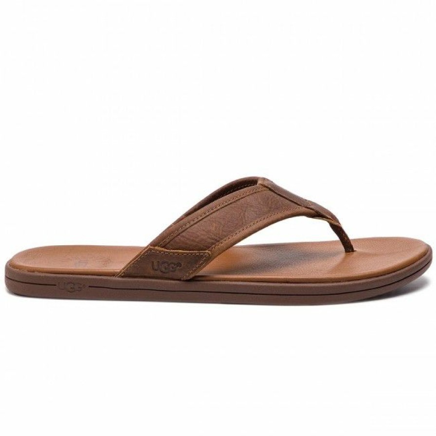 Men'S Shoes * | Flip-Flops Slides Ugg M Seaside Flip Leather 1102690 M/Lug Brown