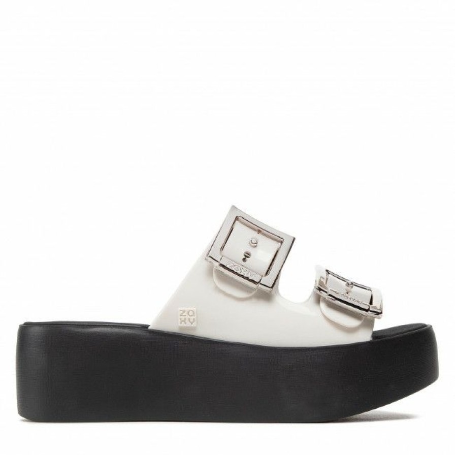 Men'S Shoes * | Wedges Slides Zaxy Partner Plat Fem 18120 Czarny/Bialy 90614 Hh285285 White