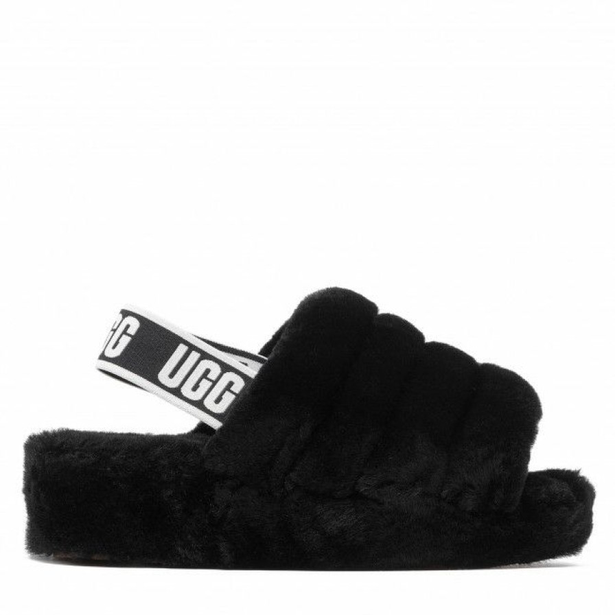 Men'S Shoes * | Slippers Ugg W Fluff Yeah Slide 1095119 W/Blk Black