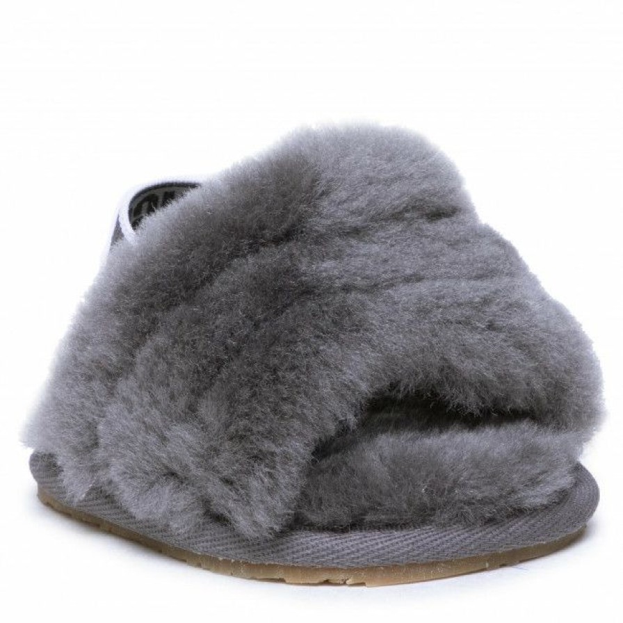 Kids' Shoes * | Slippers Ugg I Fluff Yeah Slide 1098577I Chrc Grey