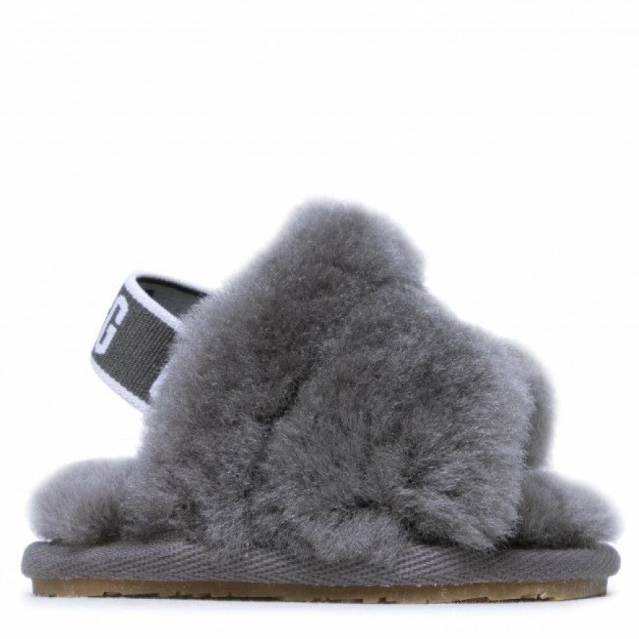 Kids' Shoes * | Slippers Ugg I Fluff Yeah Slide 1098577I Chrc Grey