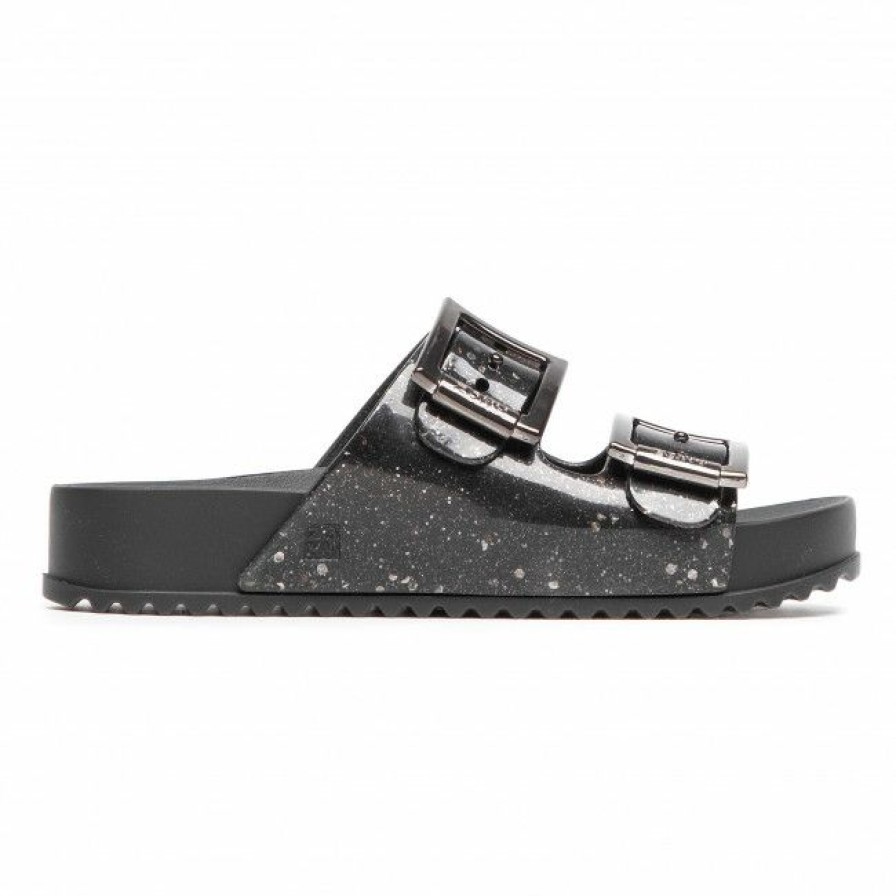 Men'S Shoes * | Casual Mules Slides Zaxy Partner Iii Fem 18063 Czarny Brokatowy 90288 Hh285158 Black