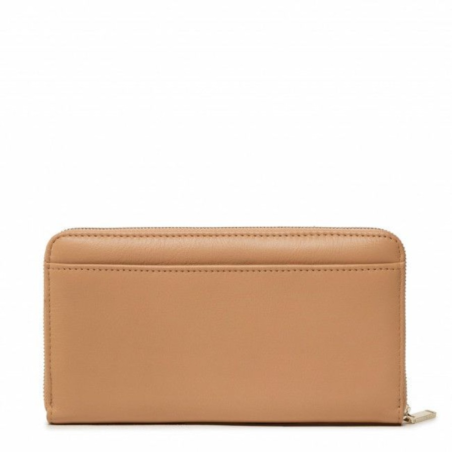 Accessories * | Women'S Wallets Large Women'S Wallet Ted Baker Large Zip Around Purse 261375 Camel Brown