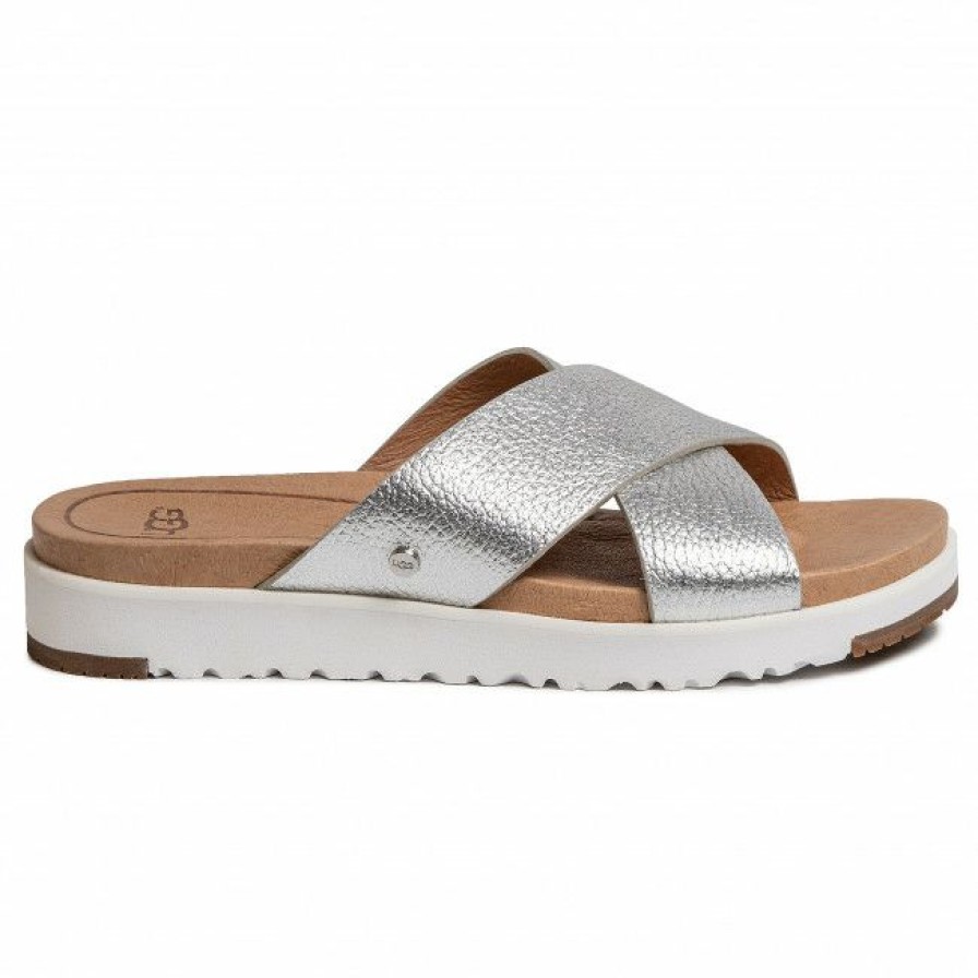 Men'S Shoes * | Casual Mules Slides Ugg W Kari Metallic 1102911 Slvr Silver