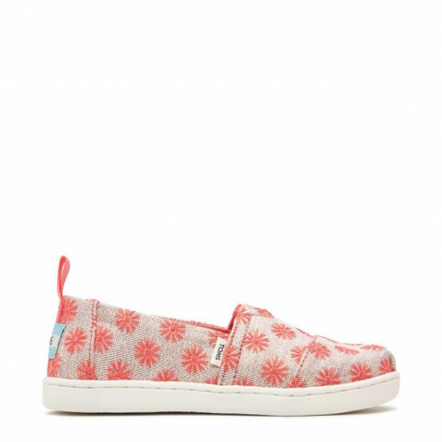 Kids' Shoes * | Slided Shoes Shoes Toms Alpargata 10016434 Coral Twill Glimmer Pink