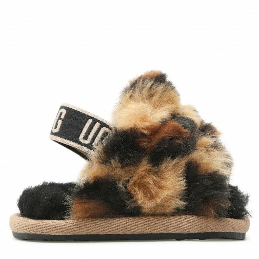 Kids' Shoes * | Slippers Ugg I Fluff Yeah Slide Spotty 1134955I Nat Brown