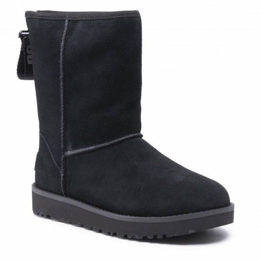 Kids' Shoes * | Footwear Ugg W Classic Short Logo Zip 1122672 Blk Black