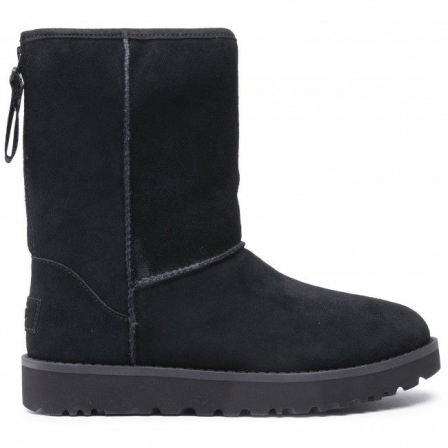 Kids' Shoes * | Footwear Ugg W Classic Short Logo Zip 1122672 Blk Black